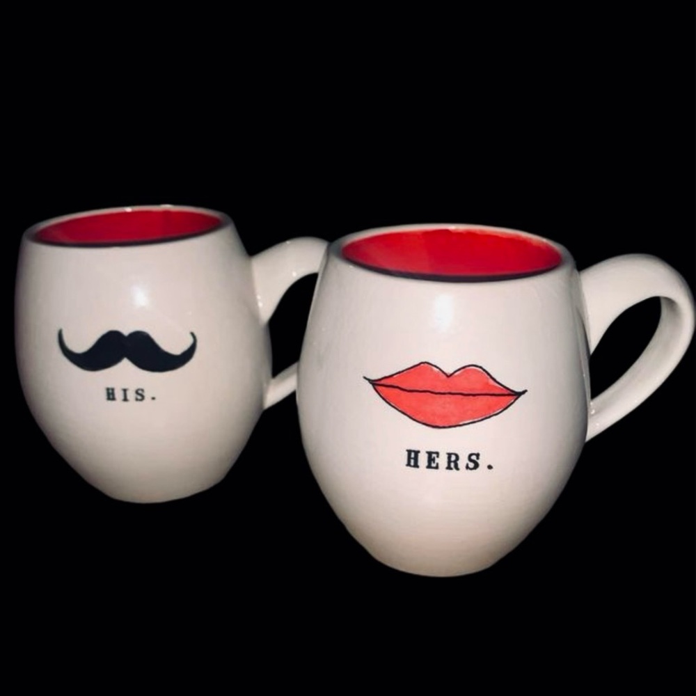LOW ⭐️T! RAE DUNN "His & Hers" Mug Set (her hard to find *Magenta* line) 
Bridal